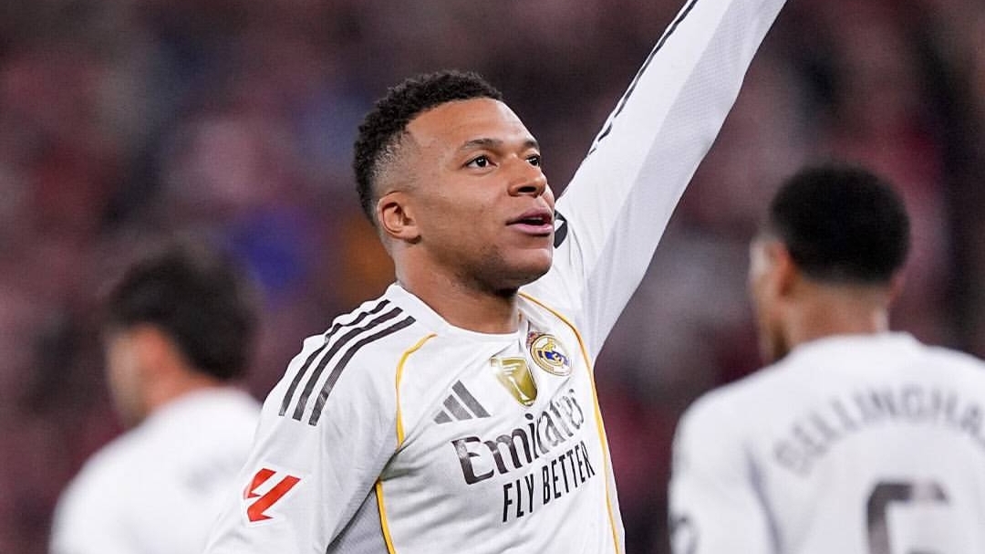 Selebrasi Kilyan Mbappe saat mencetak gol di Real Madrid