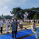 Sejumlah jamaah Muhammadiyah usai mengikuti pelaksanaan salat Idul Fitri 1447 Hijriah di Lapangan Bung Karno, Alun-alun Kalirejo, Kecamatan Ungaran Timur, Kabupaten Semarang, Jumat, 20 Maret 2026 pagi. (Bowo Pribadi/beritajateng.tv)
