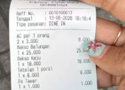 Viral Nota Warung Bakso Klaten Cantumkan Biaya AC Rp3.000 per Orang, Warganet Heboh