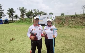 Pasangan Suami Istri Asal Kota Semarang Sabet Emas Woodball Porprov Jateng 2026. (Ellya/beritajateng.tv)