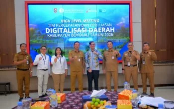 Pemerintah Kabupaten Boyolali bersama Bank Jateng dan Bank Indonesia dalam High Level Meeting (HLM) Tim Percepatan dan Perluasan Digitalisasi Daerah (TP2DD) Kabupaten Boyolali Tahun 2026, di Kantor Bupati Boyolali, Selasa, 6 Oktober 2026. (Foto: Dok. Bank Jateng)